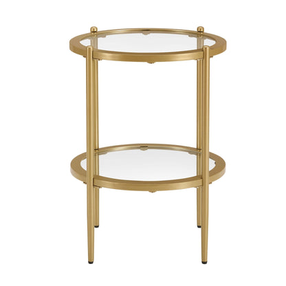 DUS-CC2-06503 Grade-B Dusk Glass Round Side Table - Gold RRP £69.00