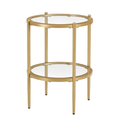 DUS-CC2-06503 Grade-B Dusk Glass Round Side Table - Gold RRP £69.00