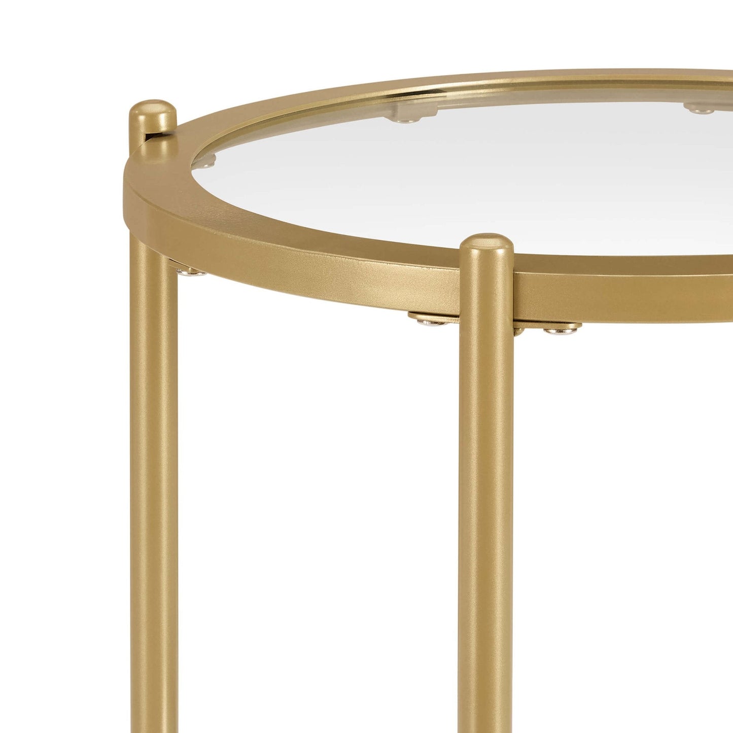 DUS-CC2-06503 Grade-B Dusk Glass Round Side Table - Gold RRP £69.00