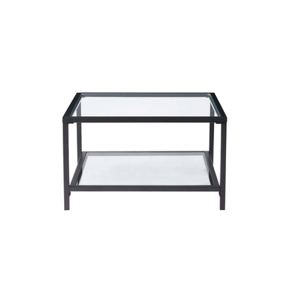 DUS-CC2-07917 Grade-B Dusk Glass Square Nesting Coffee Tables - Black RRP £97.00