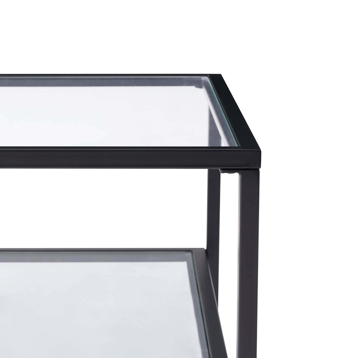 DUS-CC2-07917 Grade-B Dusk Glass Square Nesting Coffee Tables - Black RRP £97.00
