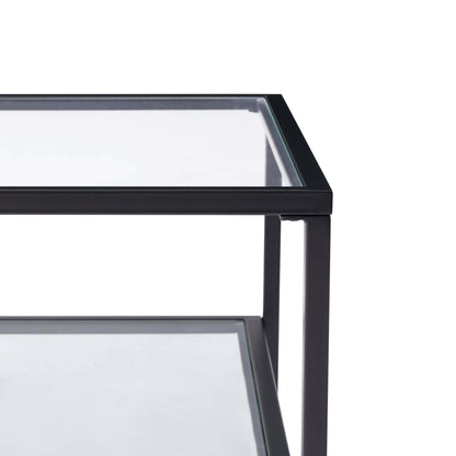 DUS-CC2-07917 Grade-B Dusk Glass Square Nesting Coffee Tables - Black RRP £97.00