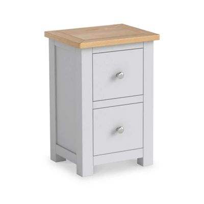 ROS-OUT-00535 Grade-C1 Roseland Furniture Duchy Grey & Oak 2 Drawer Bedside Table RRP £109.95