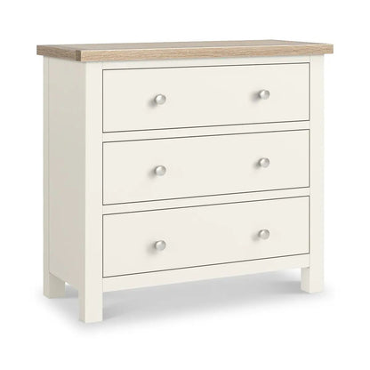 ROS-OUT-00558 Grade-C1 Roseland Furniture Farro Coconut White & Oak 3 Drawer Chest RRP £219.95
