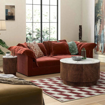 Roseland Grade B Furniture Milo Mango Wood & White Marble Round Coffee Table RRP £530