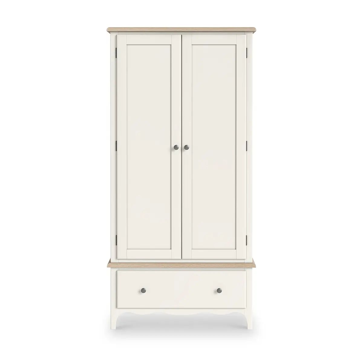 Roseland Grade B Furniture Celine Coconut White & Oak Top Double Wardrobe RRP £570