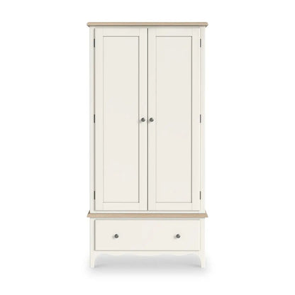 Roseland Grade B Furniture Celine Coconut White & Oak Top Double Wardrobe RRP £570