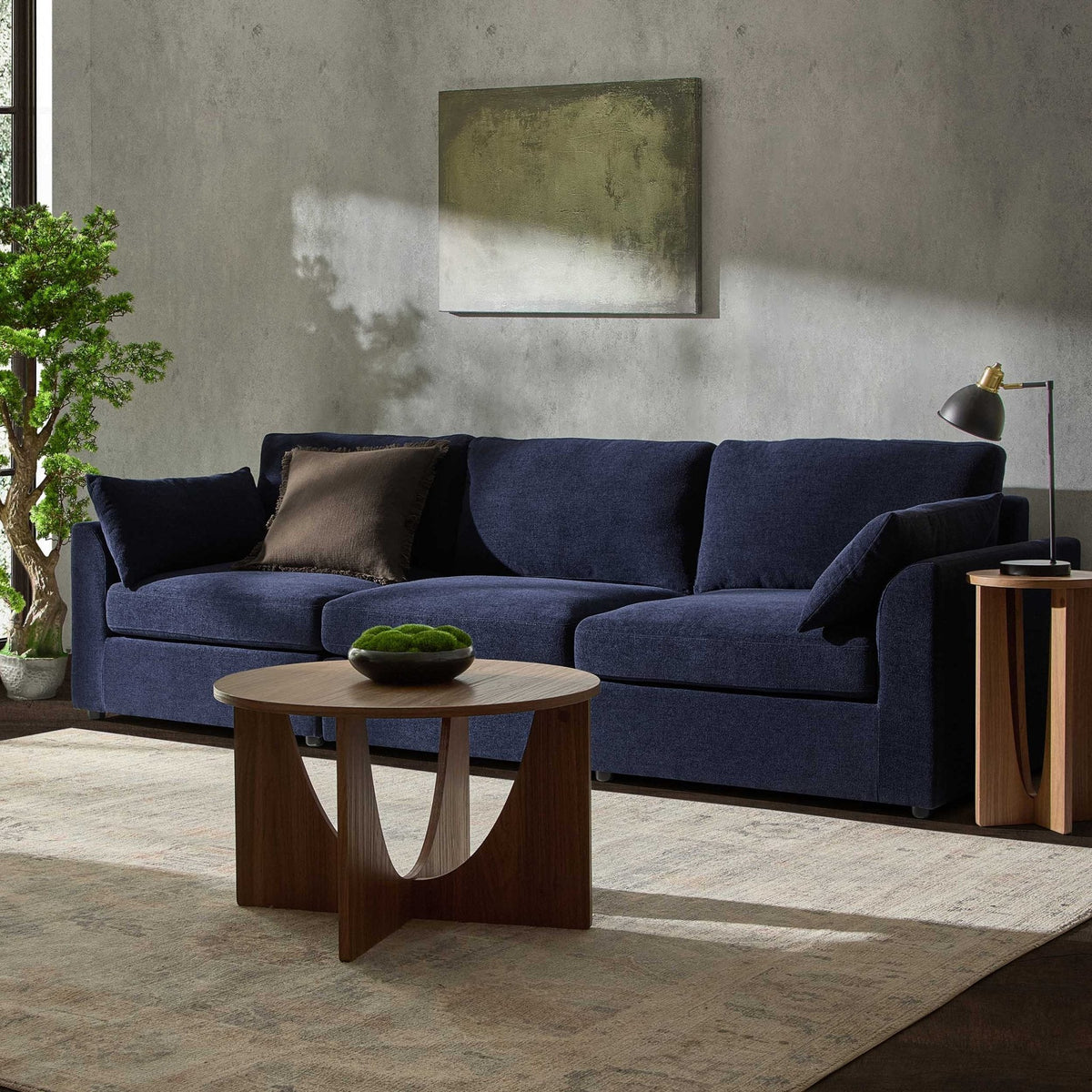 Dusk Miami Grade B Chenille Navy 3 Seater Sofa RRP £749