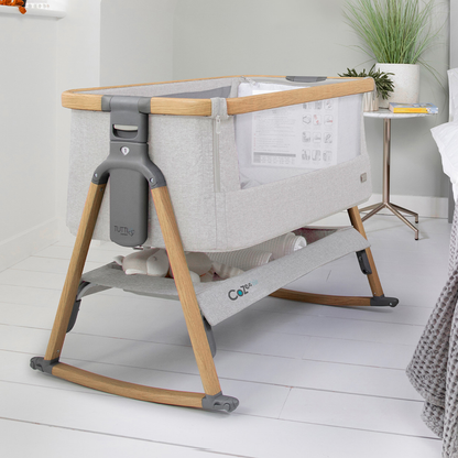Tutti Bambini Grade B CoZee Air Bedside Crib - Oak / Sterling Silver RRP £225