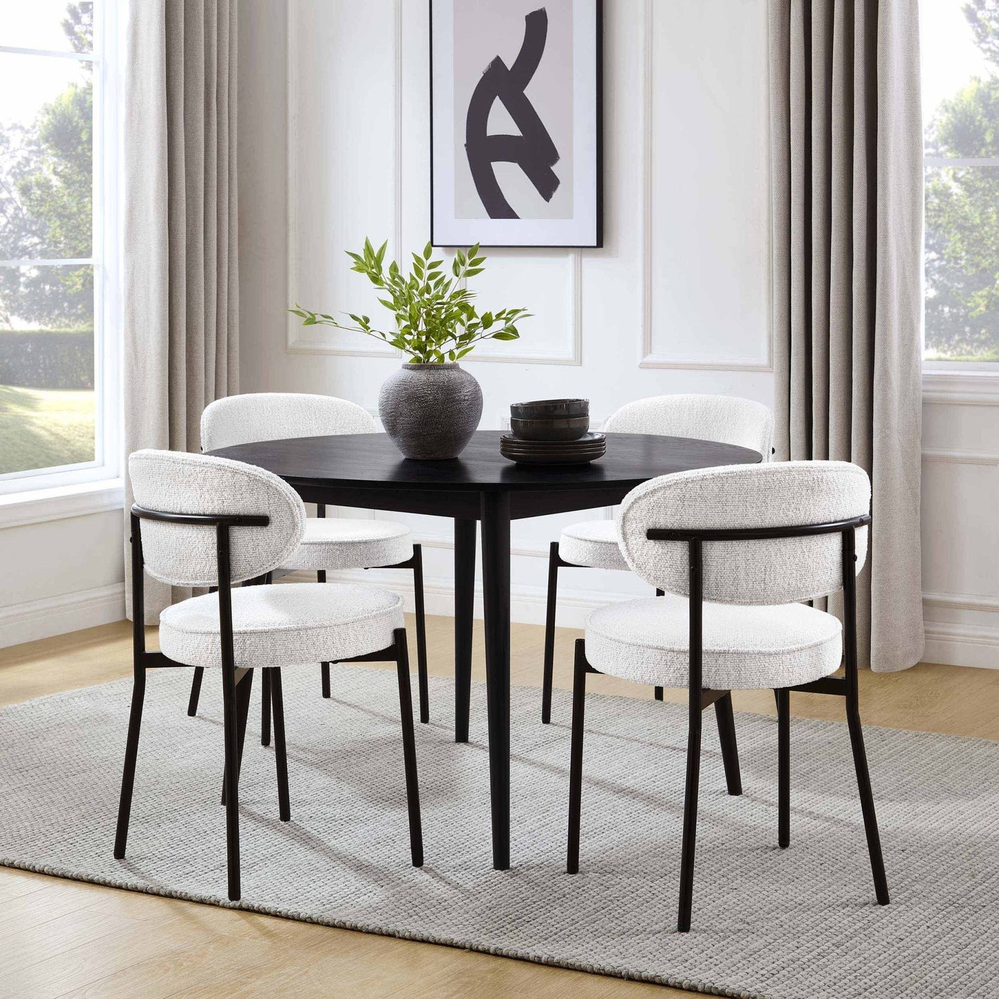 Dusk Heidi Grade B Black Oak 4-6 Seater Round Dining Table RRP £399