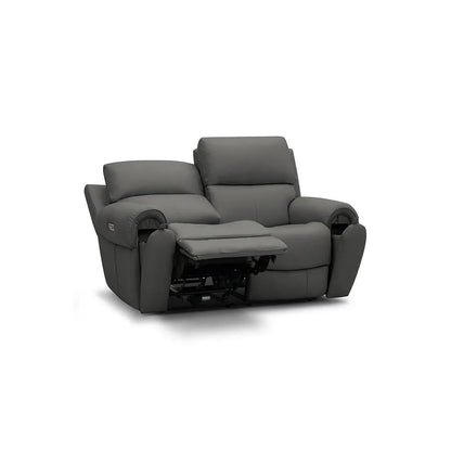  Oak Furnitureland Grade B Ezra Grey Leather 2 Seater Electric Recliner Sofa RRP £1900