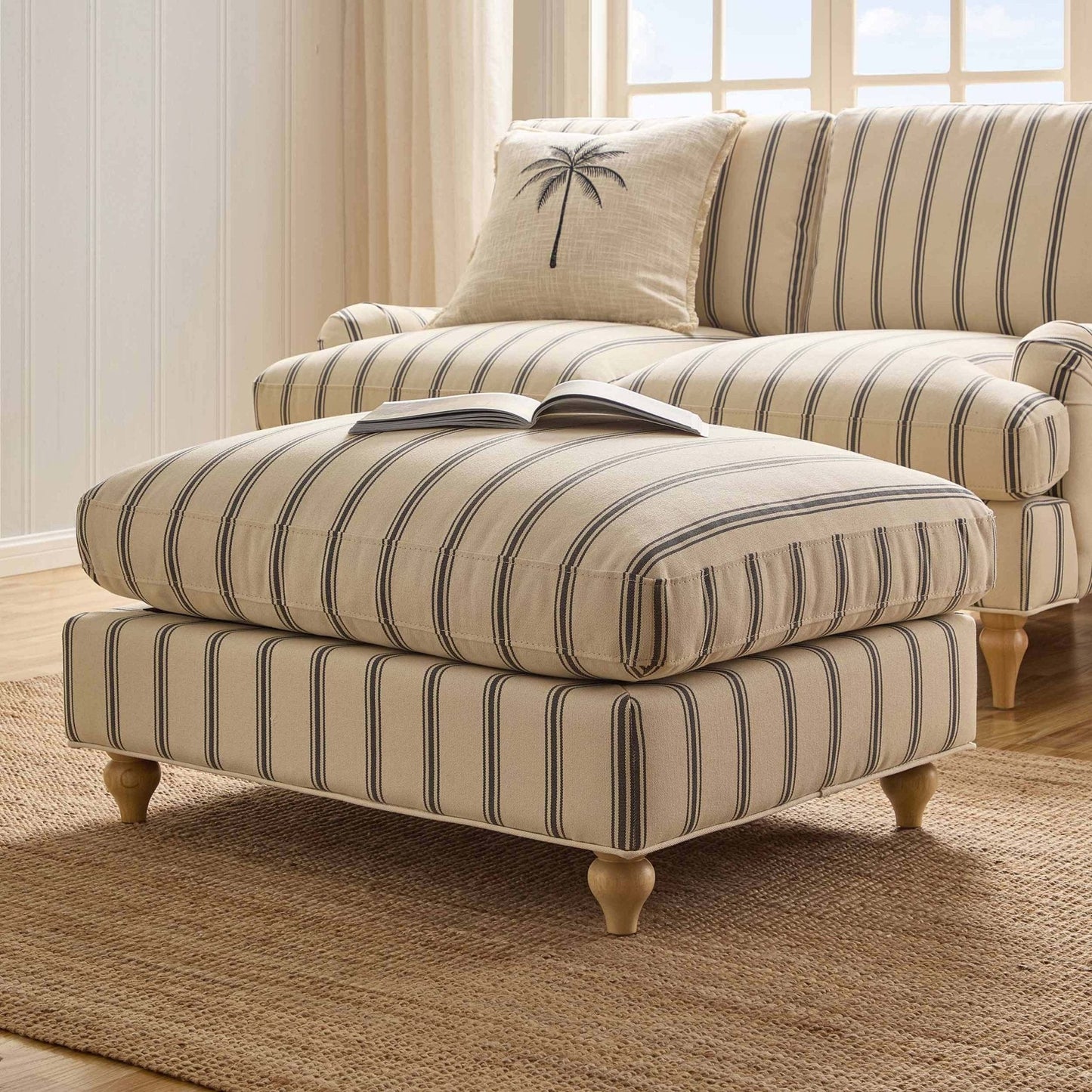 DUS-CC2-06679 Grade-B Dusk Hampshire Pouffe - Blue Stripe RRP £199.00