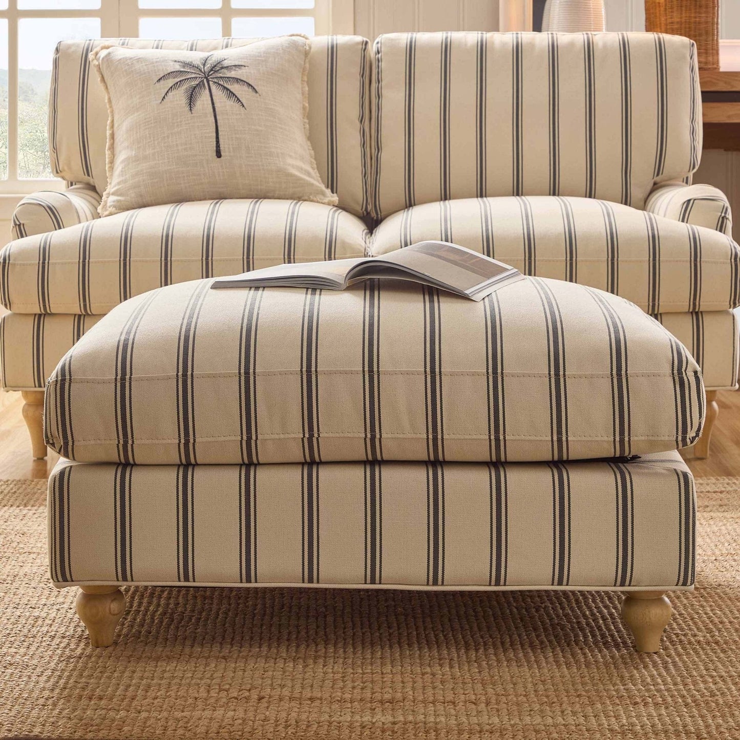 DUS-CC2-06679 Grade-B Dusk Hampshire Pouffe - Blue Stripe RRP £199.00