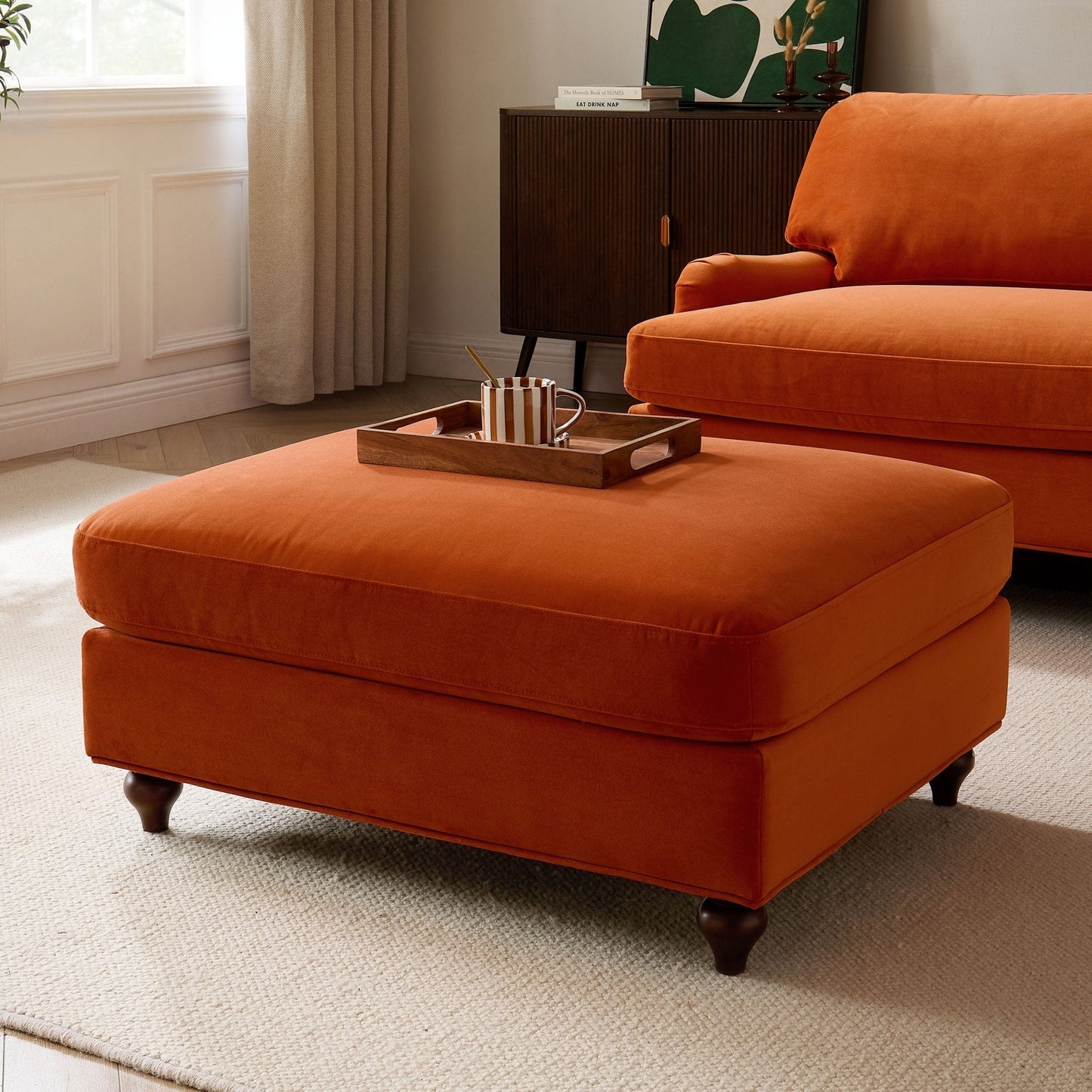 DUS-CC2-05983 Grade-B Dusk Hampshire Pouffe - Bright Orange RRP £199.00