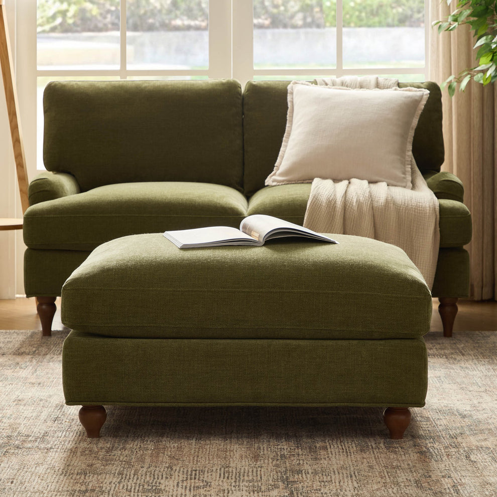 DUS-CC2-05526 Grade-B Dusk Hampshire Pouffe - Chenille Olive RRP £199.00