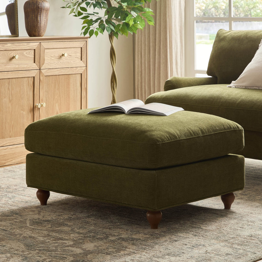 DUS-CC2-05526 Grade-B Dusk Hampshire Pouffe - Chenille Olive RRP £199.00