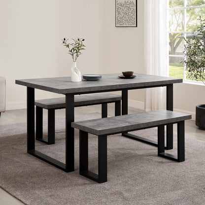 DUS-CC2-06239 Grade-B Dusk Harper 4-6 Seater Dining Table - Stone/Black RRP £229.00
