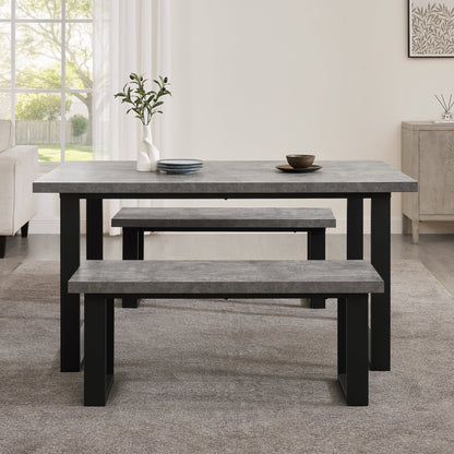 DUS-CC2-06239 Grade-B Dusk Harper 4-6 Seater Dining Table - Stone/Black RRP £229.00