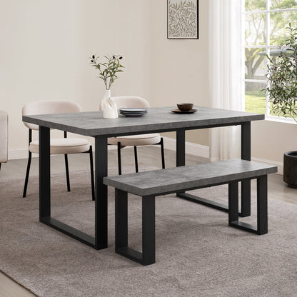 DUS-CC2-06239 Grade-B Dusk Harper 4-6 Seater Dining Table - Stone/Black RRP £229.00