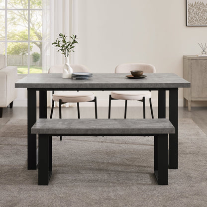 DUS-CC2-06239 Grade-B Dusk Harper 4-6 Seater Dining Table - Stone/Black RRP £229.00