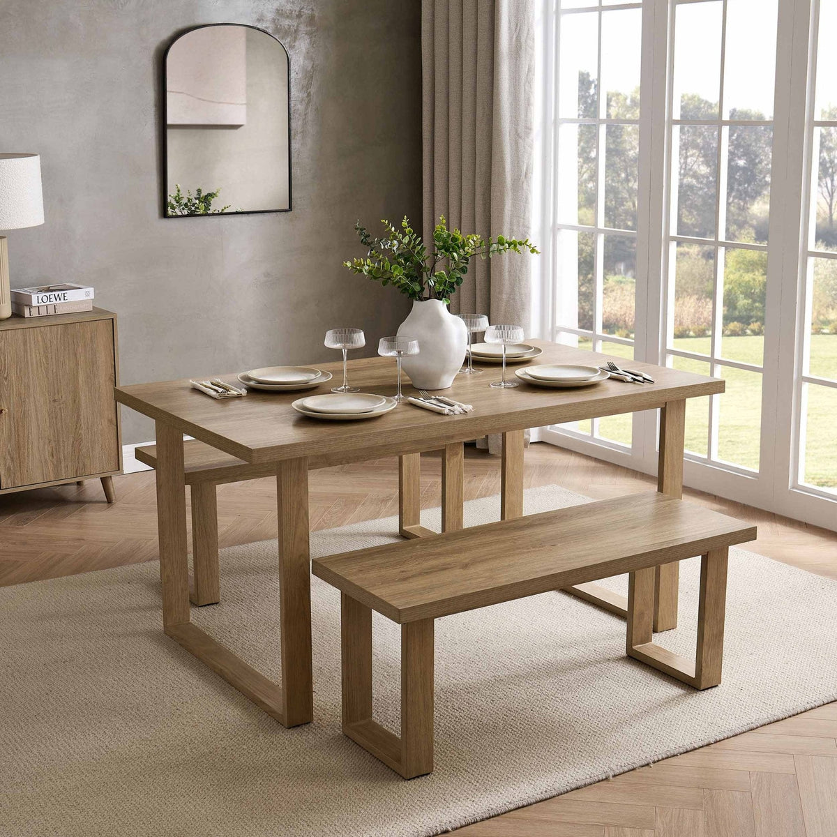 DUS-CC2-08636 Grade-B Dusk Harper Dining Bench - Light Wood RRP £99.00
