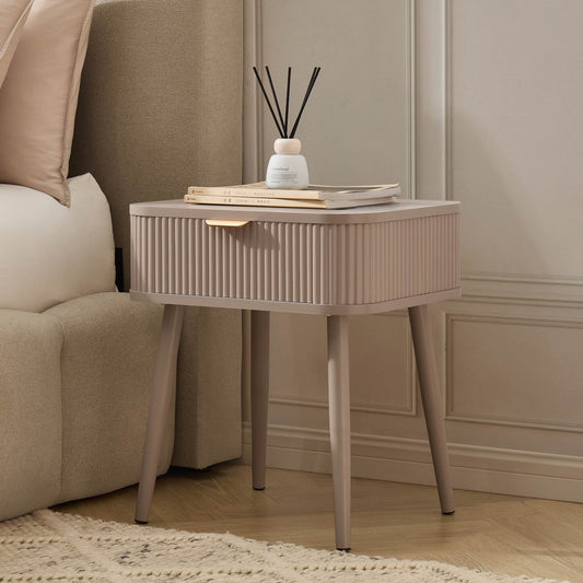 DUS-CC2-07282 Grade-B Dusk Hattie 1 Drawer Nightstand - Taupe RRP £89.00