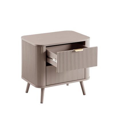 DUS-CC2-06228 Grade-B Dusk Hattie 2 Drawer Bedside Table - Taupe RRP £129.00