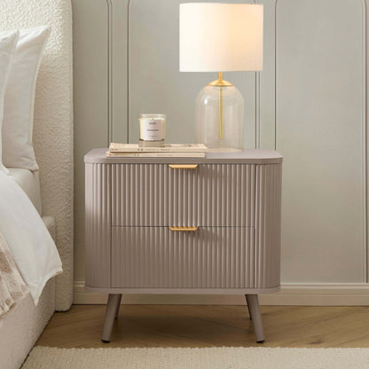 DUS-CC2-06228 Grade-B Dusk Hattie 2 Drawer Bedside Table - Taupe RRP £129.00