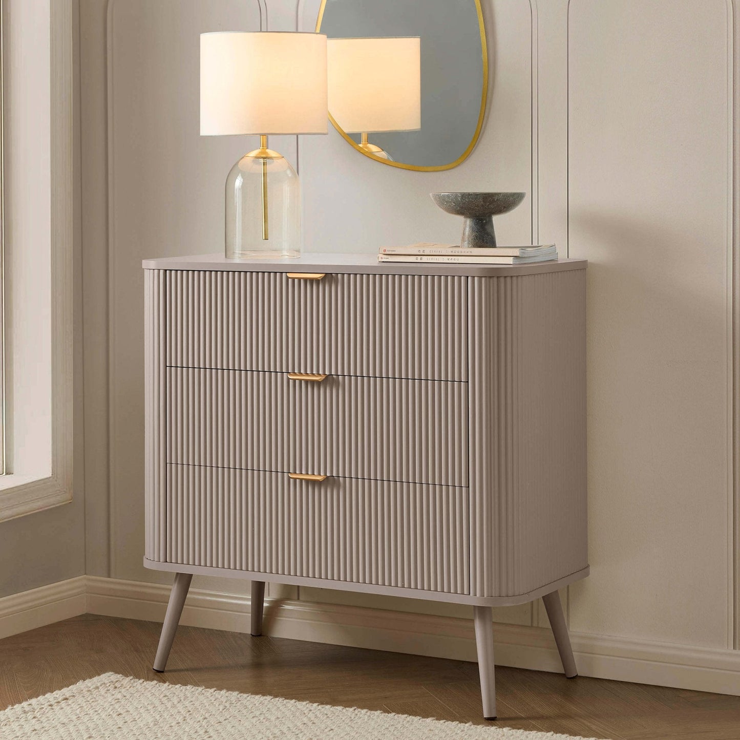 DUS-CC2-06591 Grade-B Dusk Hattie 3 Drawer Small Chest - Taupe RRP £189.00