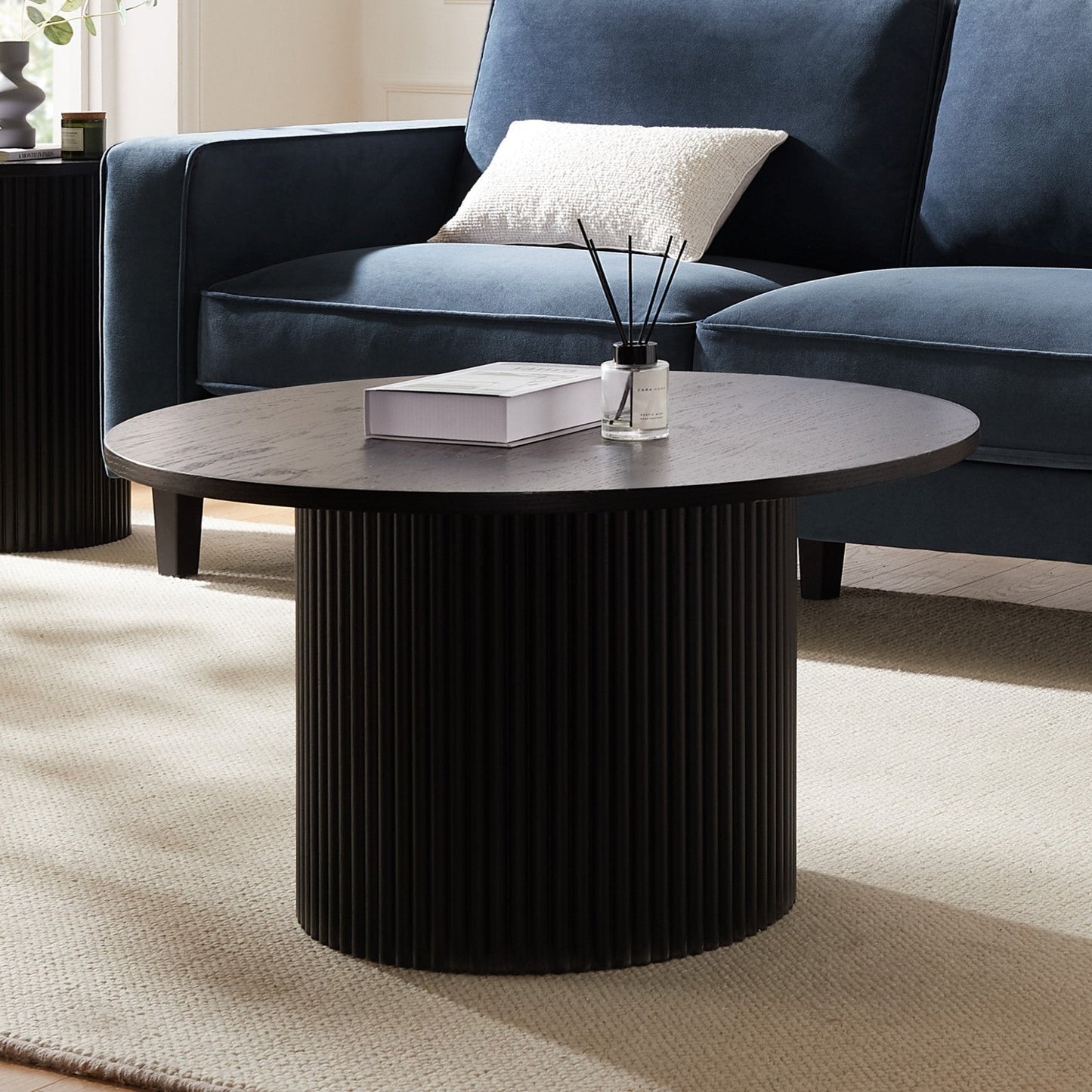 DUS-CC2-06507 Grade-B Dusk Hattie Round Pedestal Coffee Table - Black RRP £189.00