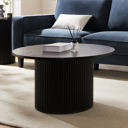 DUS-CC2-06507 Grade-B Dusk Hattie Round Pedestal Coffee Table - Black RRP £189.00