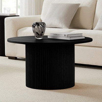 DUS-CC2-06507 Grade-B Dusk Hattie Round Pedestal Coffee Table - Black RRP £189.00