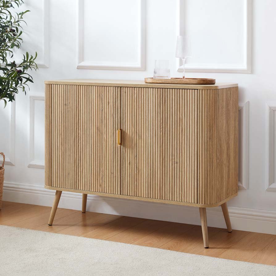DUS-CC2-05210 Grade-B Dusk Hattie 2 Door Sideboard - Light Wood RRP £229.00