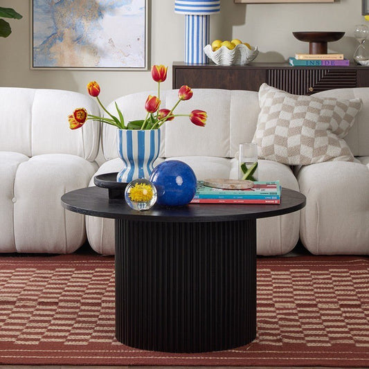 DUS-CC2-05786 Grade-B Dusk Hattie Round Pedestal Coffee Table - Black RRP £189.00