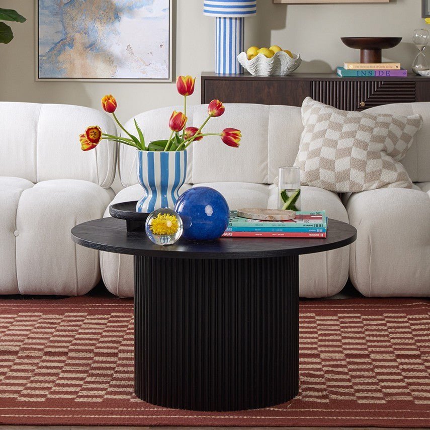 DUS-CC2-06507 Grade-B Dusk Hattie Round Pedestal Coffee Table - Black RRP £189.00