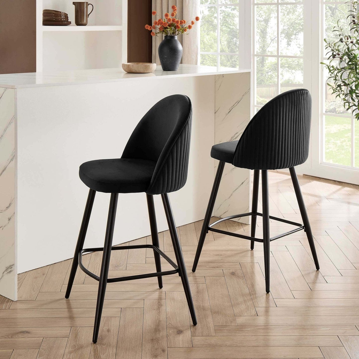 DUS-CC2-00017 Grade-B Dusk Hattie Set of 2 Barstools - Black RRP £159.00