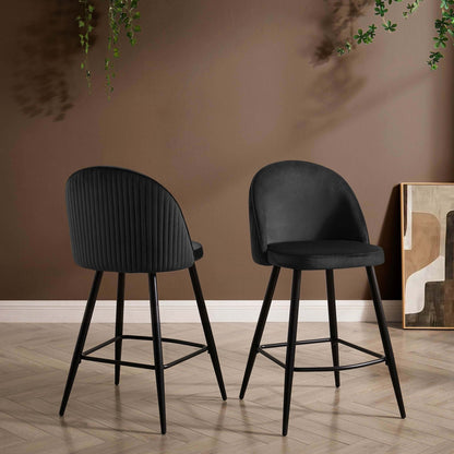 DUS-CC2-00017 Grade-B Dusk Hattie Set of 2 Barstools - Black RRP £159.00