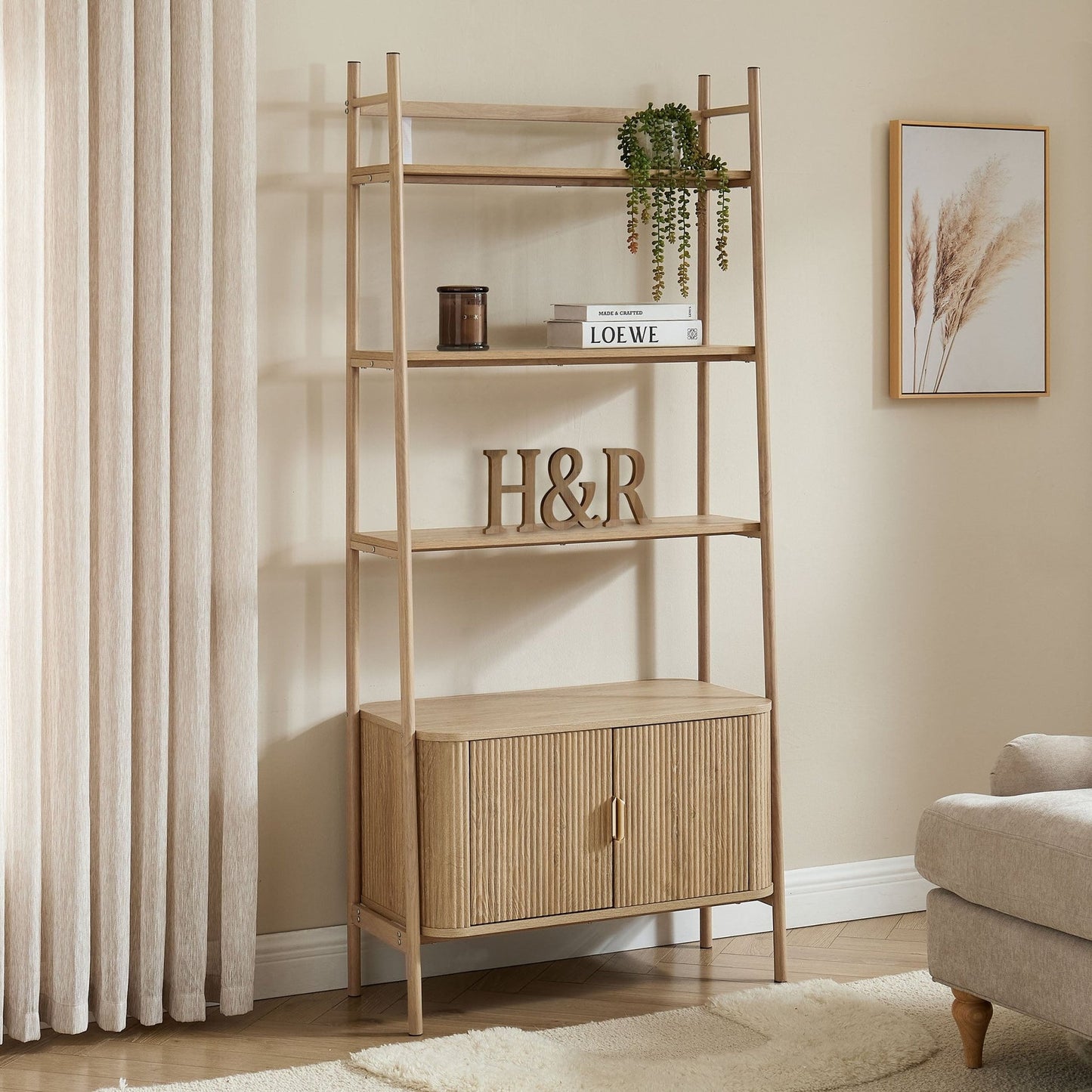 DUS-CC2-04062 Grade-B Dusk Hattie Shelving Unit - Light Wood RRP £249.00