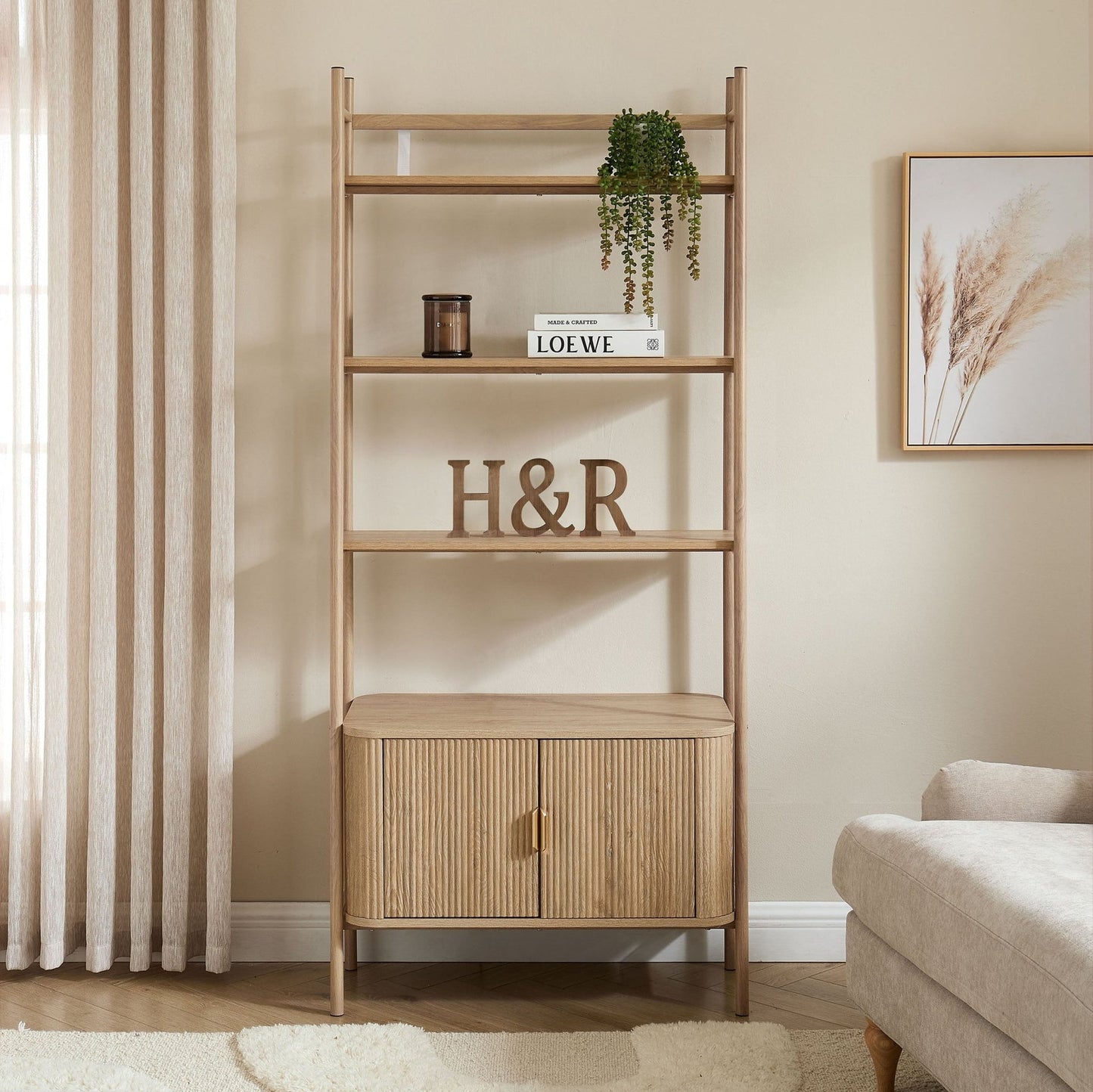 DUS-CC2-04062 Grade-B Dusk Hattie Shelving Unit - Light Wood RRP £249.00