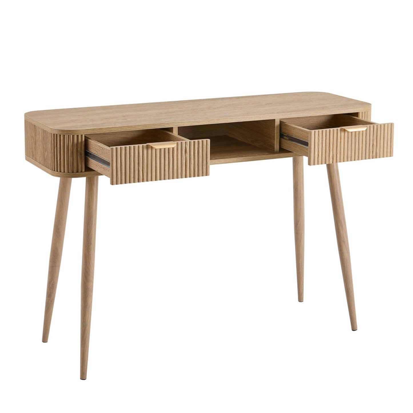 DUS-CC2-05427 Grade-B Dusk Hattie Storage Dressing Table Console - Light Wood RRP £169.00