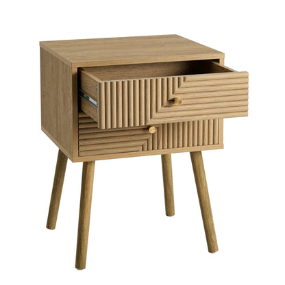 DUS-CC2-08391 Grade-B Dusk Dora 2 Drawer Nightstand - Light Wood RRP £109.00