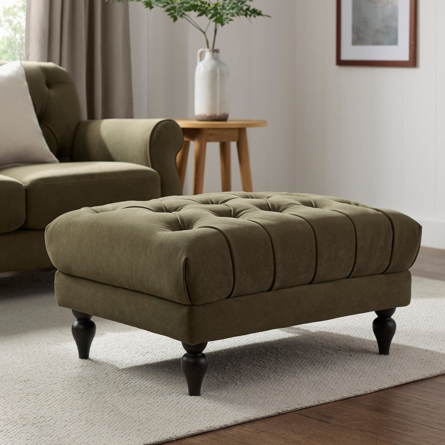 DUS-CC2-06206 Grade-B Dusk Hebden Pouffe - Olive Green RRP £179.00