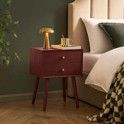 DUS-CC2-05438 Grade-B Dusk Heidi Oak 2 Drawer Bedside Table - Cherry Wood RRP £139.00