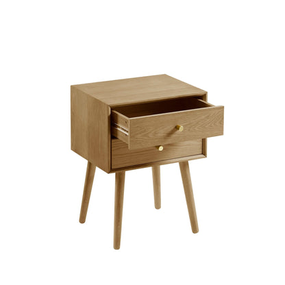 DUS-CC2-03037 Grade-C3 Dusk Heidi Oak 2 Drawer Bedside Table - Light Wood RRP £139.00