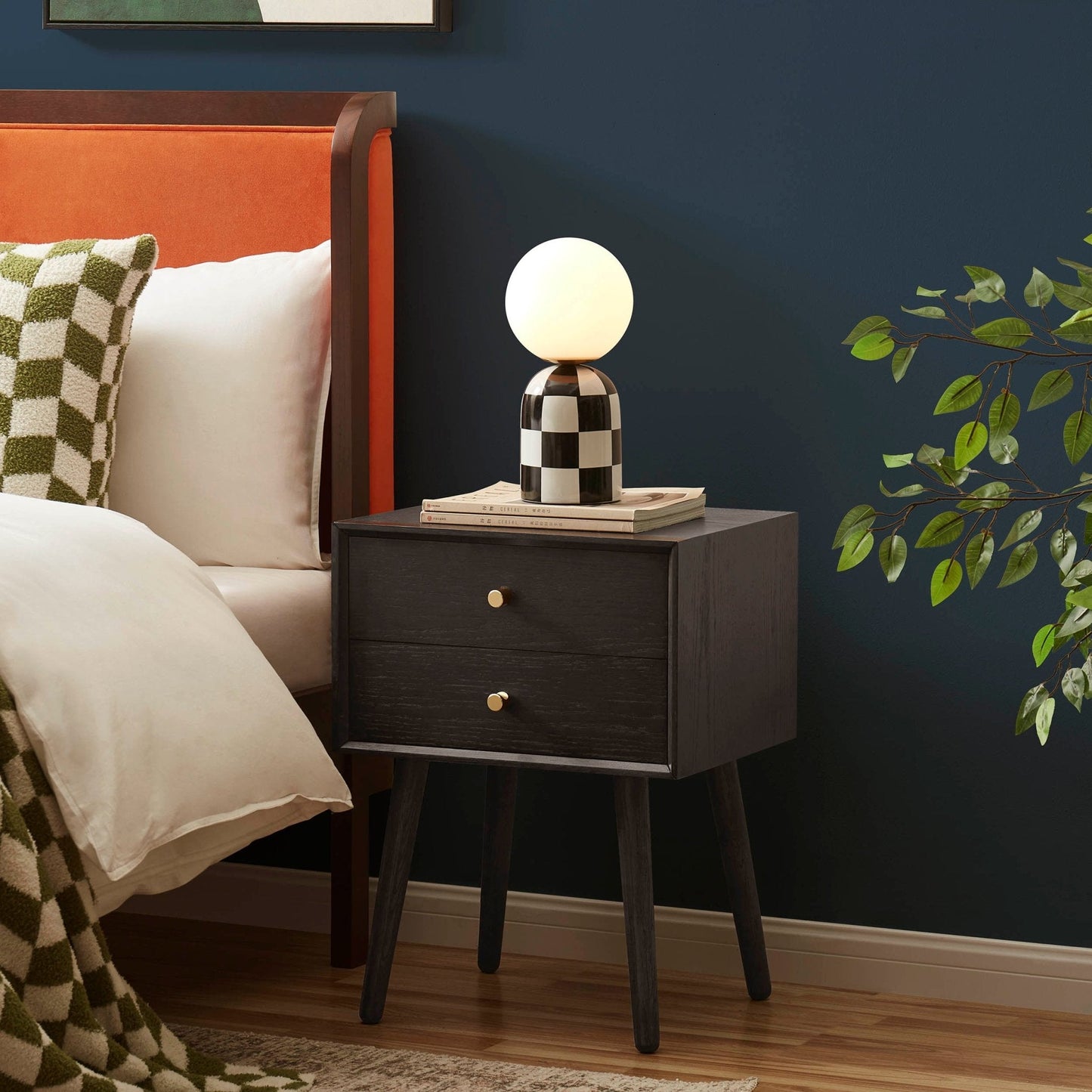 DUS-CC2-05317 Grade-B Dusk Heidi Oak 2 Drawer Bedside Table - Walnut RRP £139.00