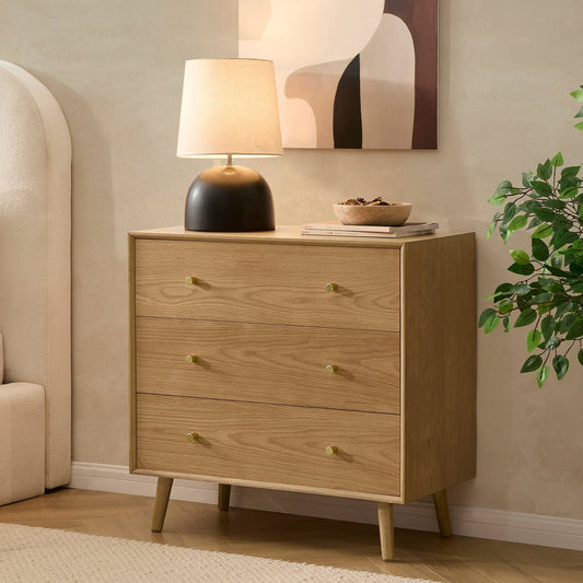 DUS-CC2-04073 Grade-B Dusk Heidi Oak 3 Drawer Chest - Light Wood RRP £249.00