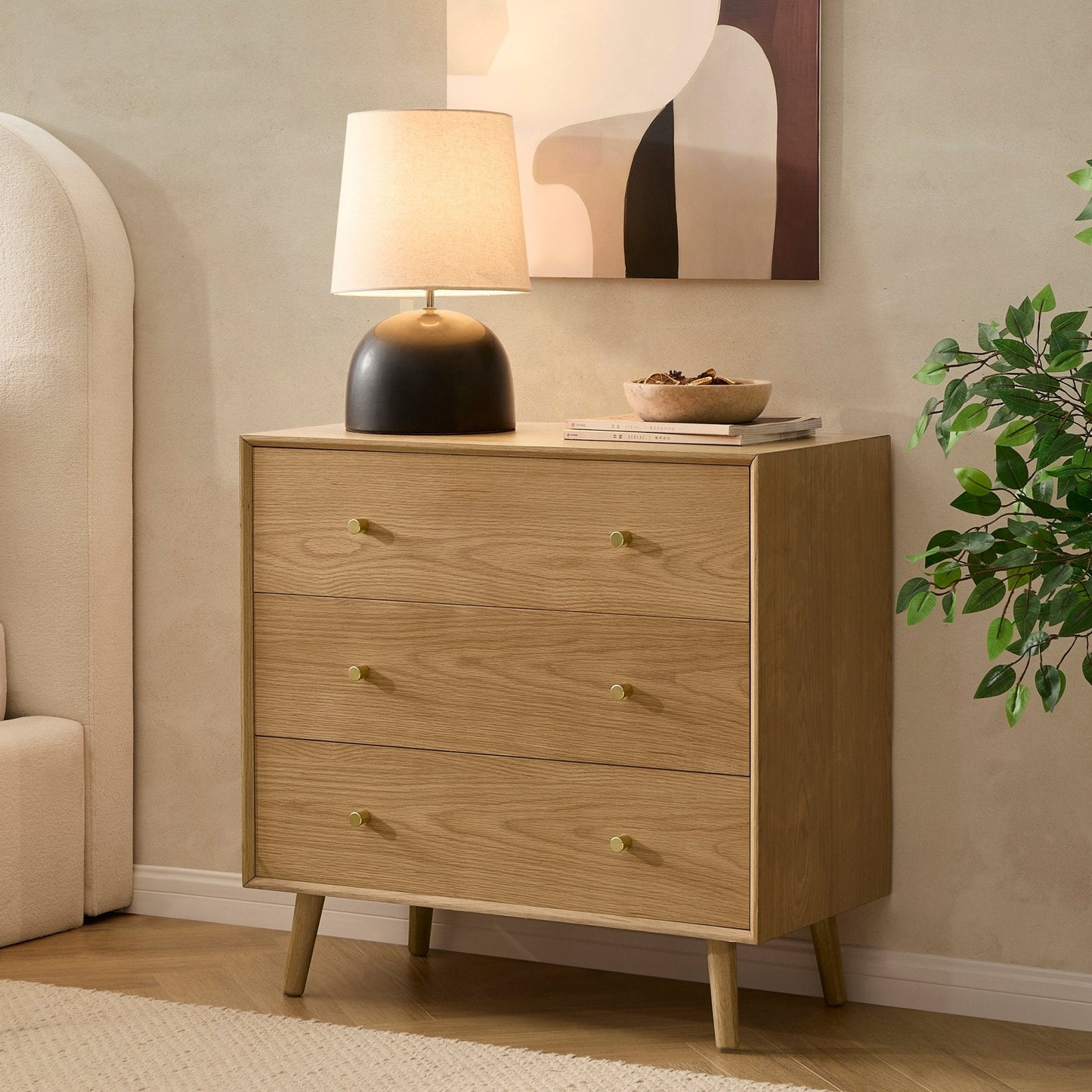 DUS-CC2-03083 Grade-C1 Dusk Heidi Oak 3 Drawer Chest - Light Wood RRP £249.00