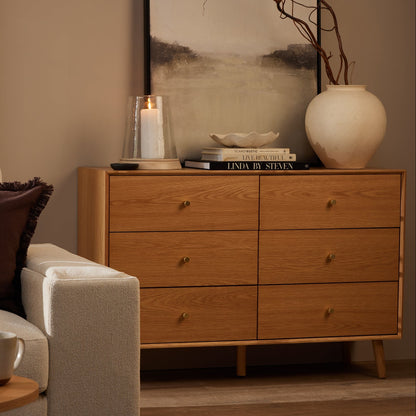 DUS-CC2-02973 Grade-C1 Dusk Heidi Oak 6 Drawer Chest - Light Wood RRP £319.00