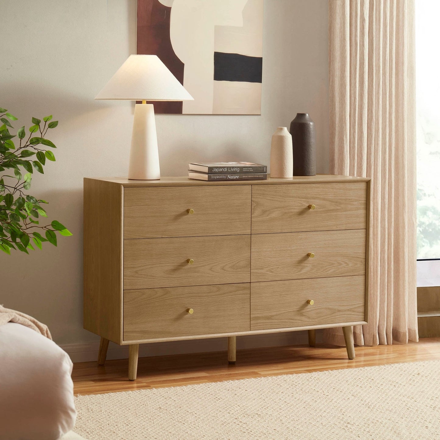 DUS-CC2-02973 Grade-C1 Dusk Heidi Oak 6 Drawer Chest - Light Wood RRP £319.00