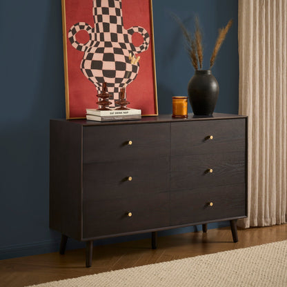 DUS-CC2-05441 Grade-B Dusk Heidi Oak 6 Drawer Chest - Walnut RRP £319.00